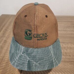 Vintage Grove Worldwide Snapback Hat Cap Made In USA Adjustable Brown Green